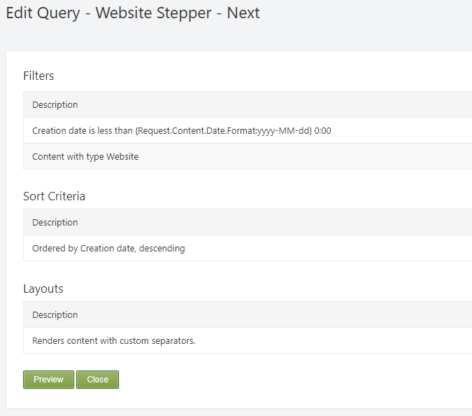 Website Stepper Query